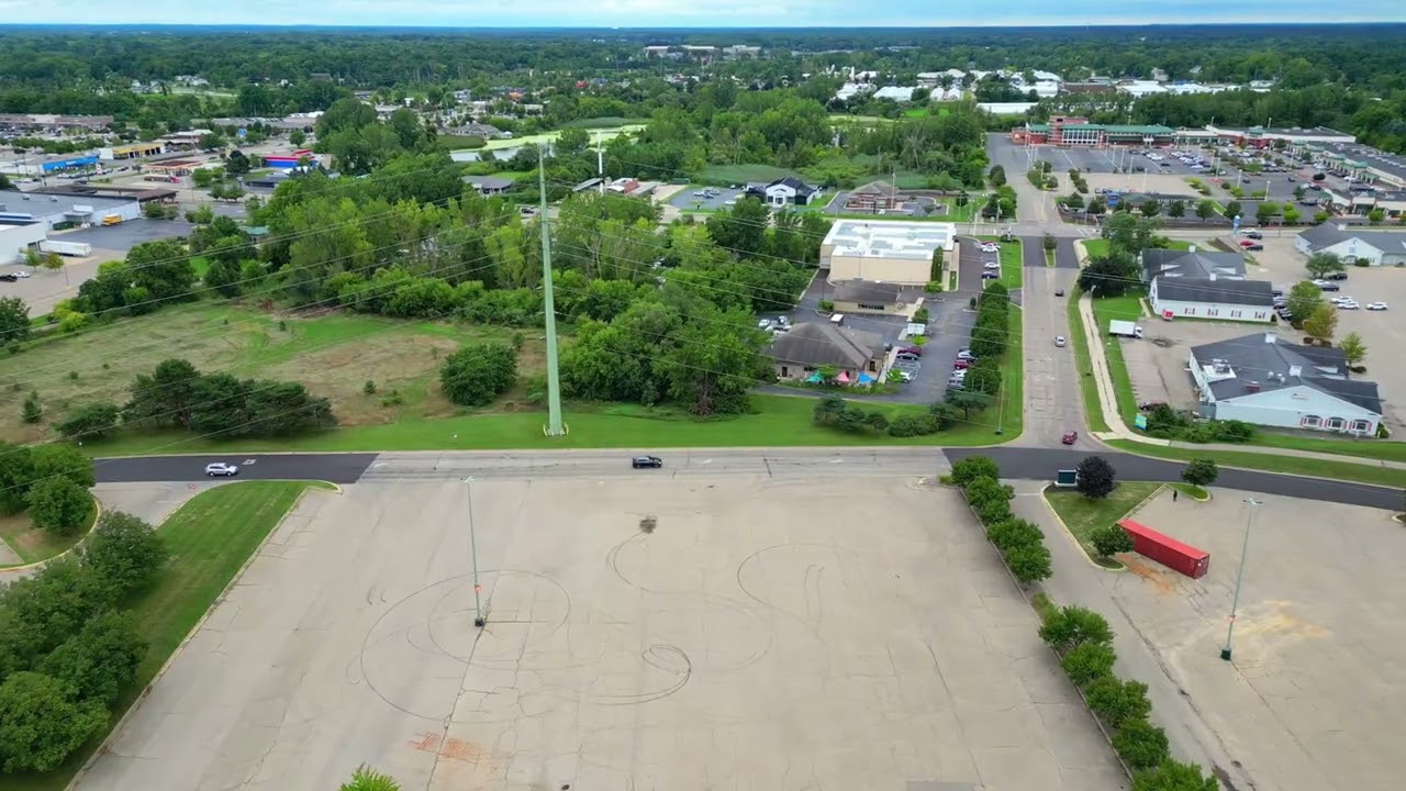 Ring Road Repaved Crossroads Mall Portage MI Michigan Aerial Drone Highlight 4K Video