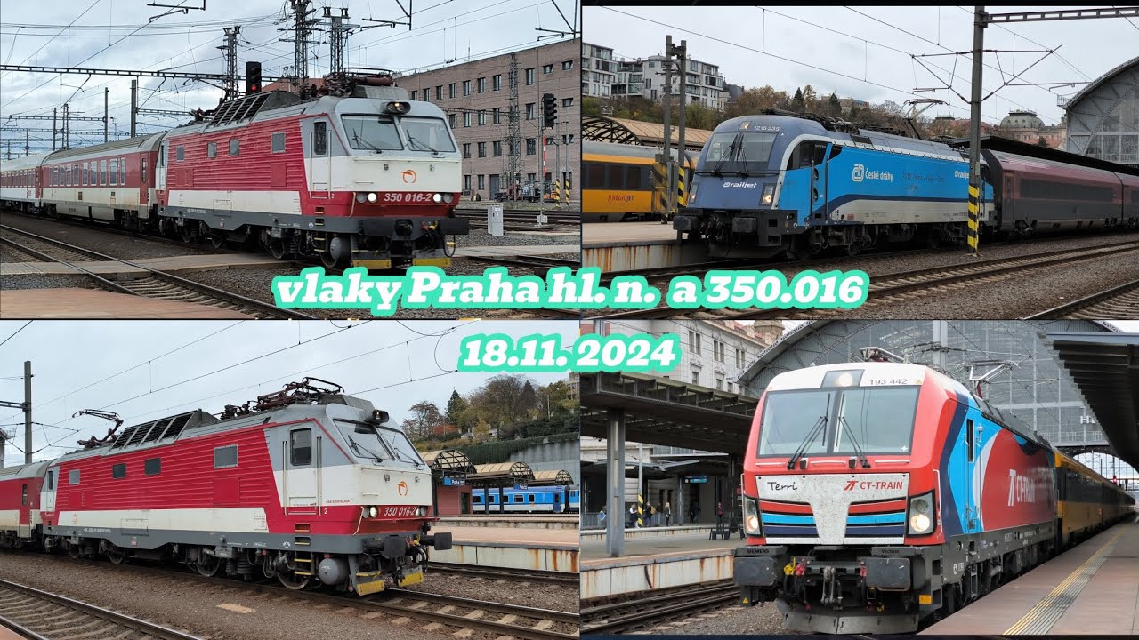 vlaky Praha Hlavní nádraží a 350.016 18.11. 2024/Trains Prague main station