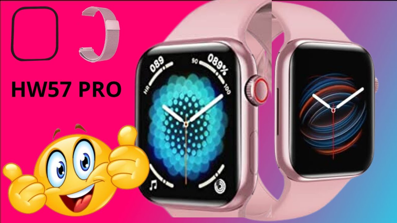 SMARTWATCH HW57 PRO ROSA COM PULSEIRA em METAL ROSA APPLE