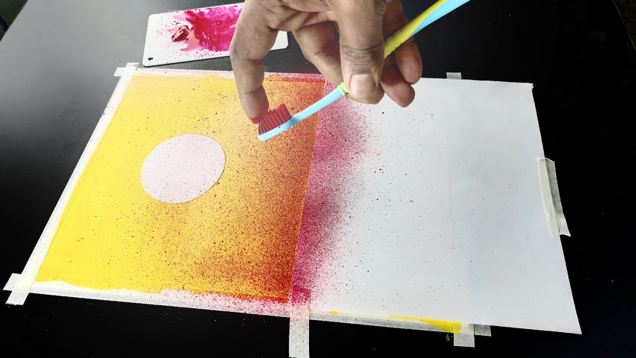 Easy Spray Painting for beginners | with toothbrush & Acrylic/Water color  | step by step