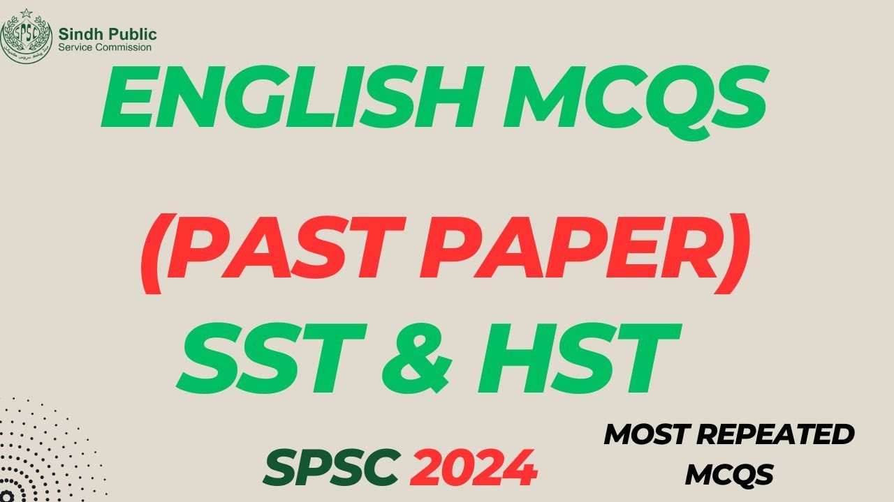 SPSC English Mcqs  Compilete  Past Papers of 2024