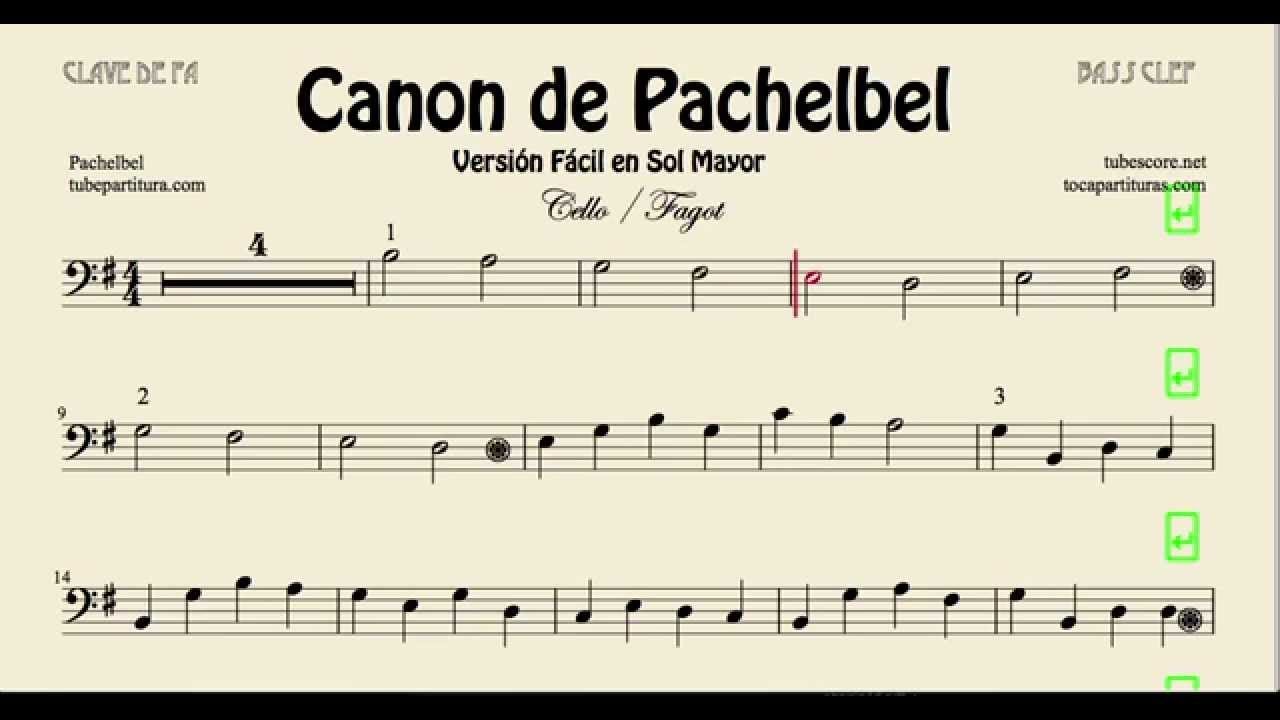 Pachelbel Canon Easy Sheet Music for Cello and Bassoon