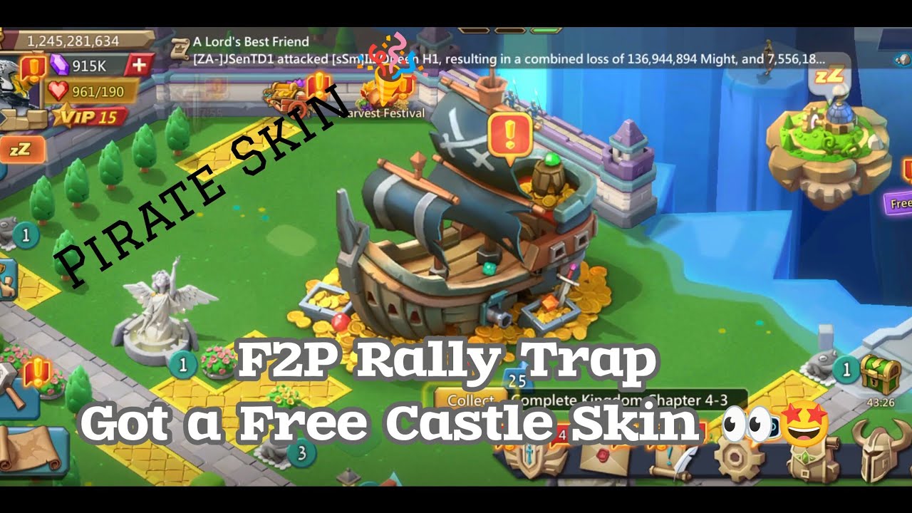 F2P Rally Trap got Free Castle Skin 🤩 Lords Mobile MG TRAP #mgtrap #lordsmobile #f2ptrap 
