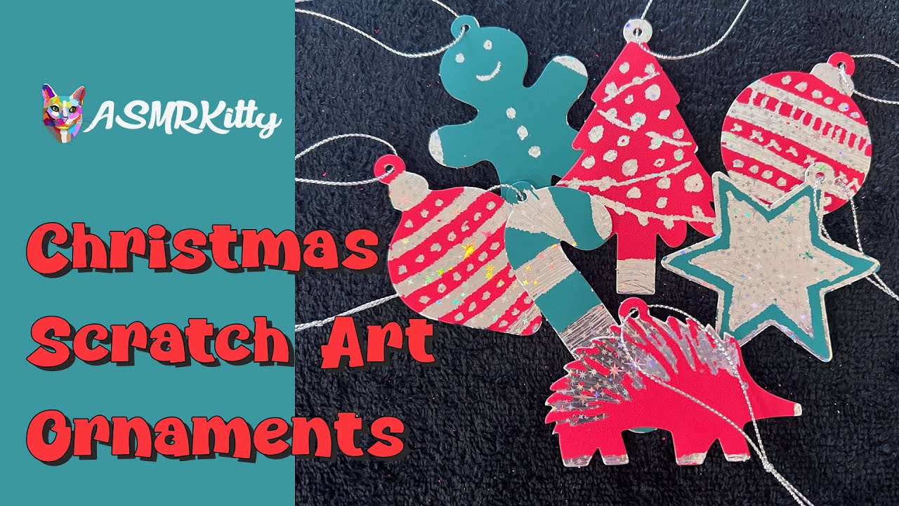 Scratch Art Ornaments for Christmas | ASMR Art & Craft | No Talking