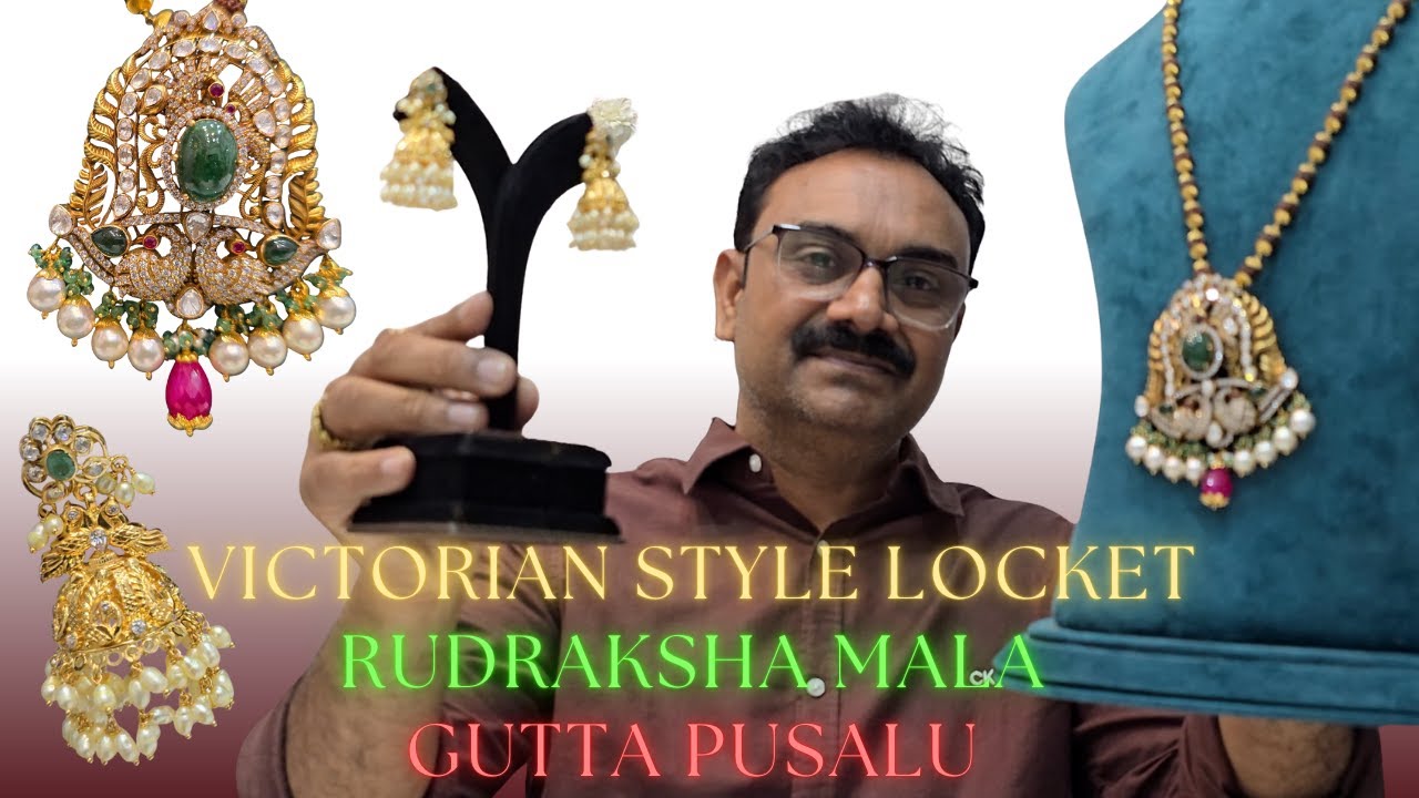 Designer Customised Gold Jewellery Antique Locket Rudraksha Mala & Gutta Pusalu Buttalu||Vasus Vibes