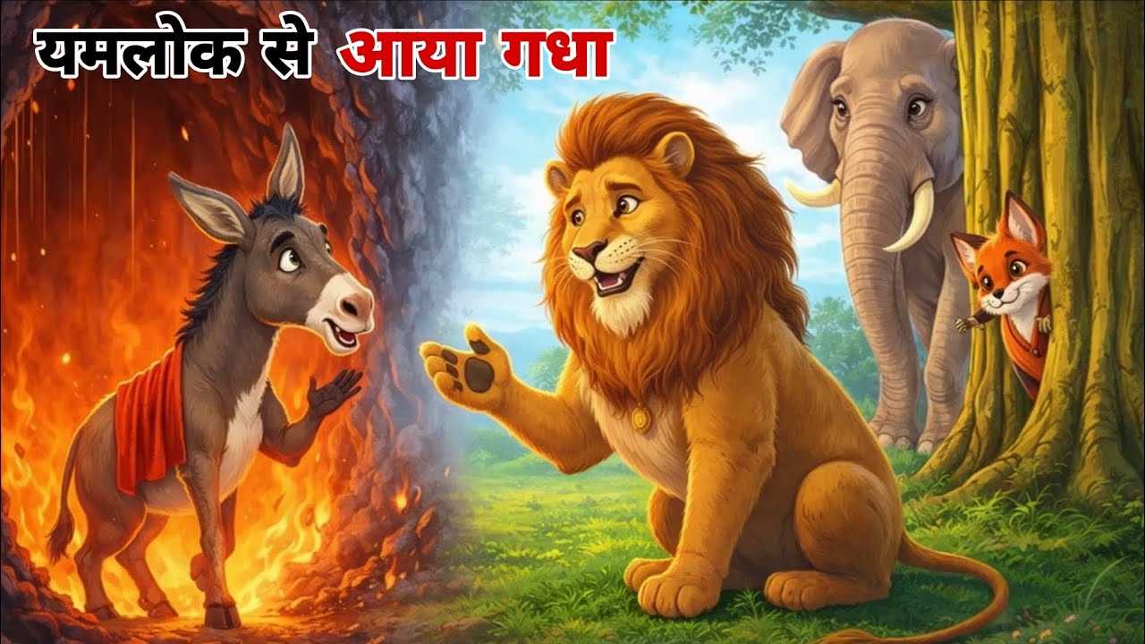 यमराज का दूत बना गधा 🐴👑 | Sher aur Gadha | Moral Story in Hindi | Bedtime stories 