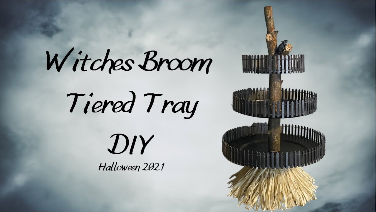 Witches Broom 3-Tiered Tray DIY|Halloween 2021