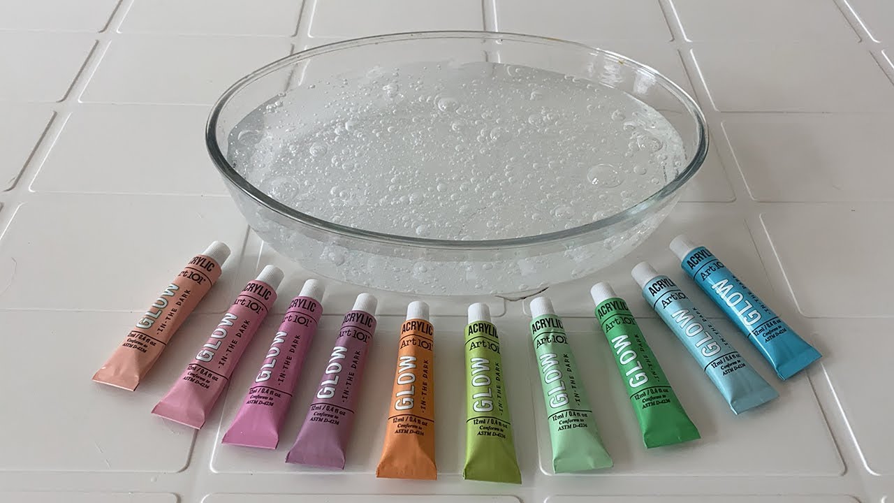 COLORINDO SLIME TRANSPARENTE COM VÁRIAS TINTAS FLUORESCENTES DOS EUA! (Impressionante)