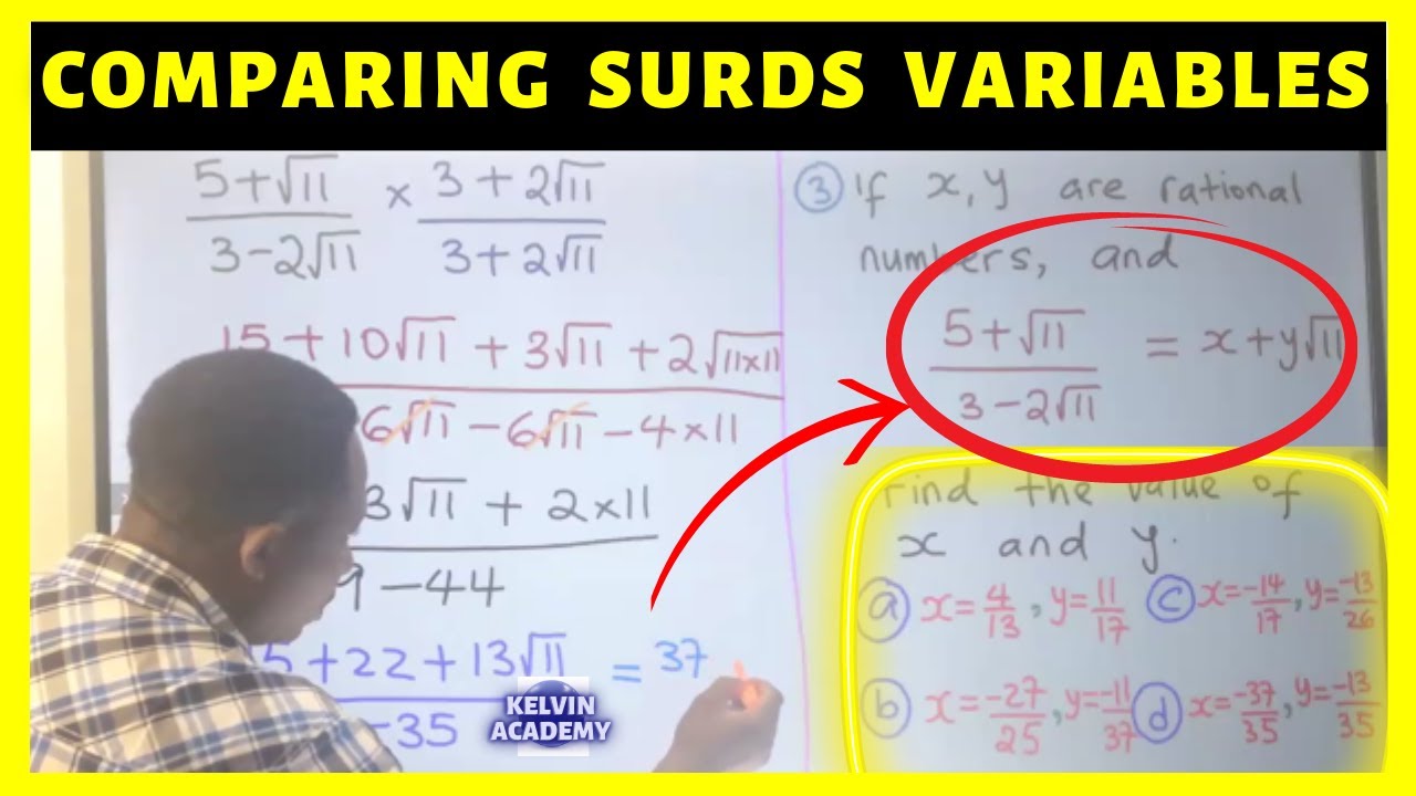 Compare the Coefficients of the Similar Surds