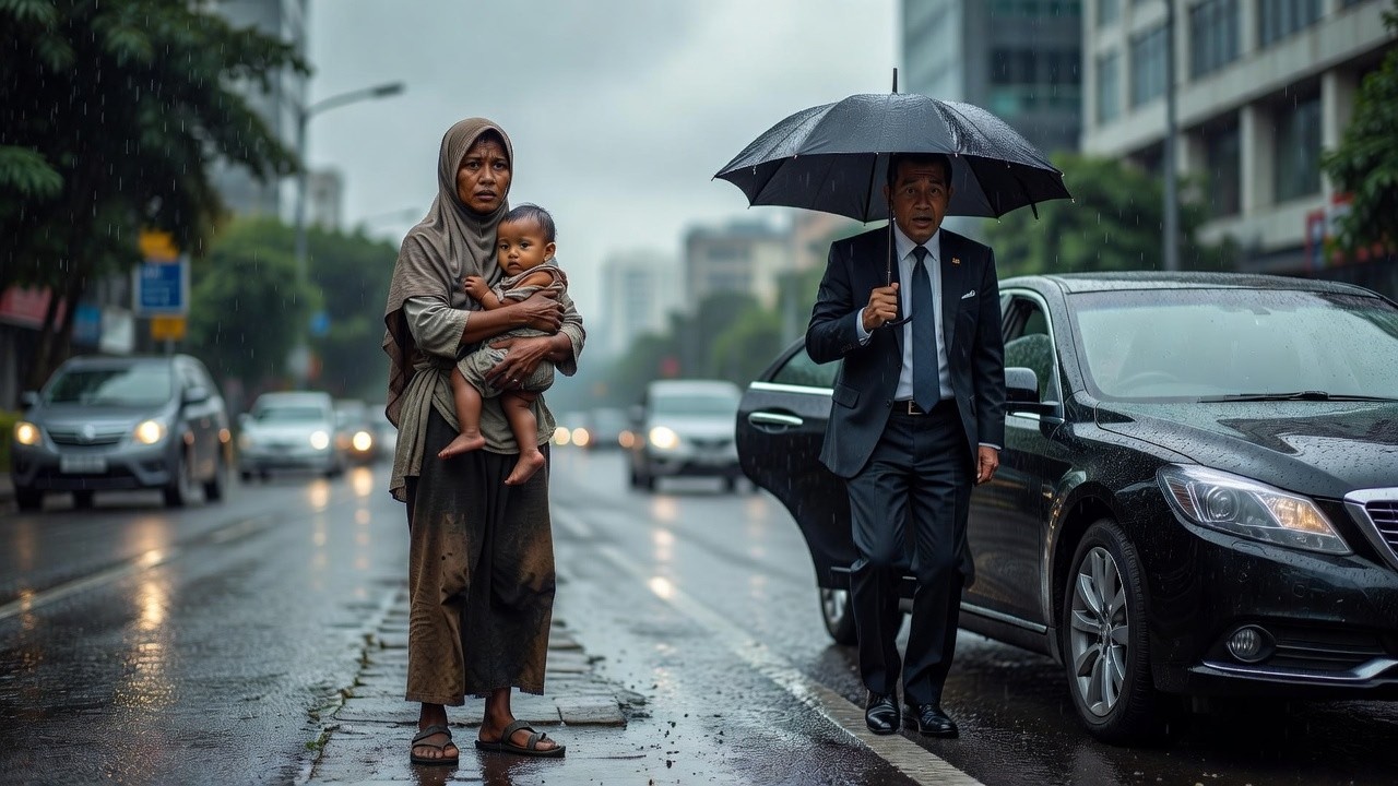 Miliarder Ini Melihat Ibu Menggendong Bayi Mengemis di Tengah Hujan Keputusannya Bikin Semua Terdiam