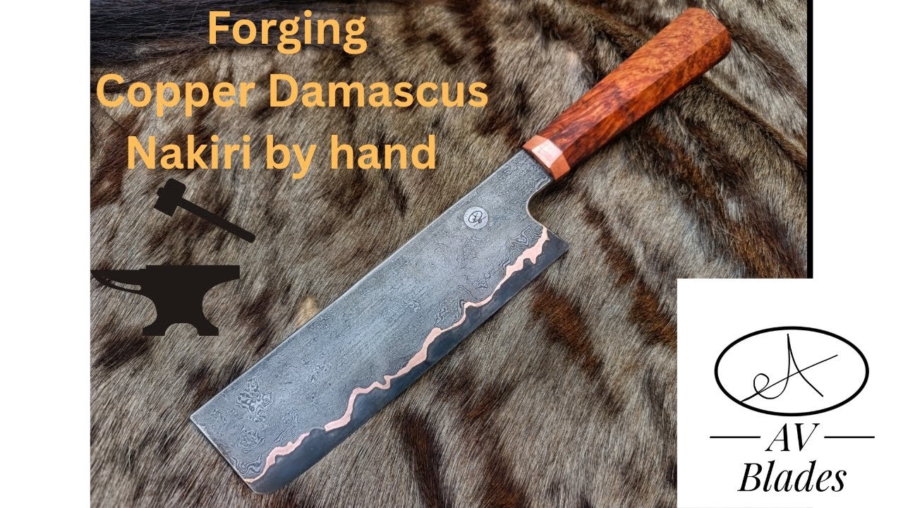 Forging a Copper Damascus Japanese Chef's knife!