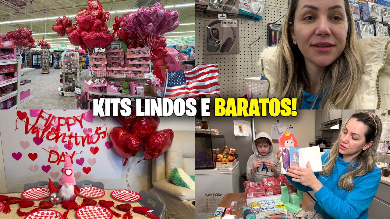 COMPRAS NA LOJA DE 1 DÓLAR: Kits de Valentine's para escola e Daycare 🍭❤️