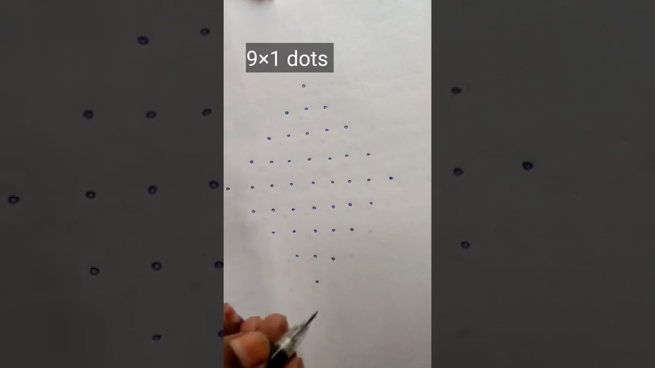 Beginners sikku kolams with 9&times;1 dots rangoli #shorts #9dotssikkukolam
