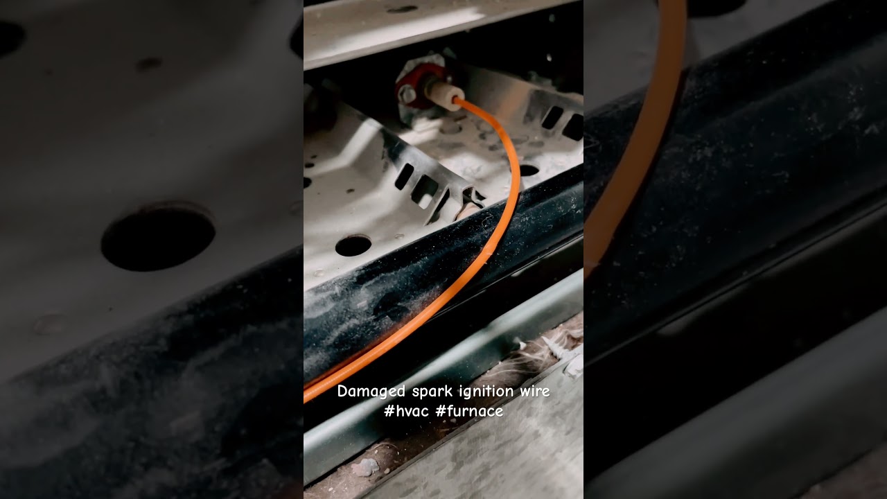 Damaged spark ignition wire on Ruud furnace. #hvac #hvaccomponents #hvacequipment #furnace