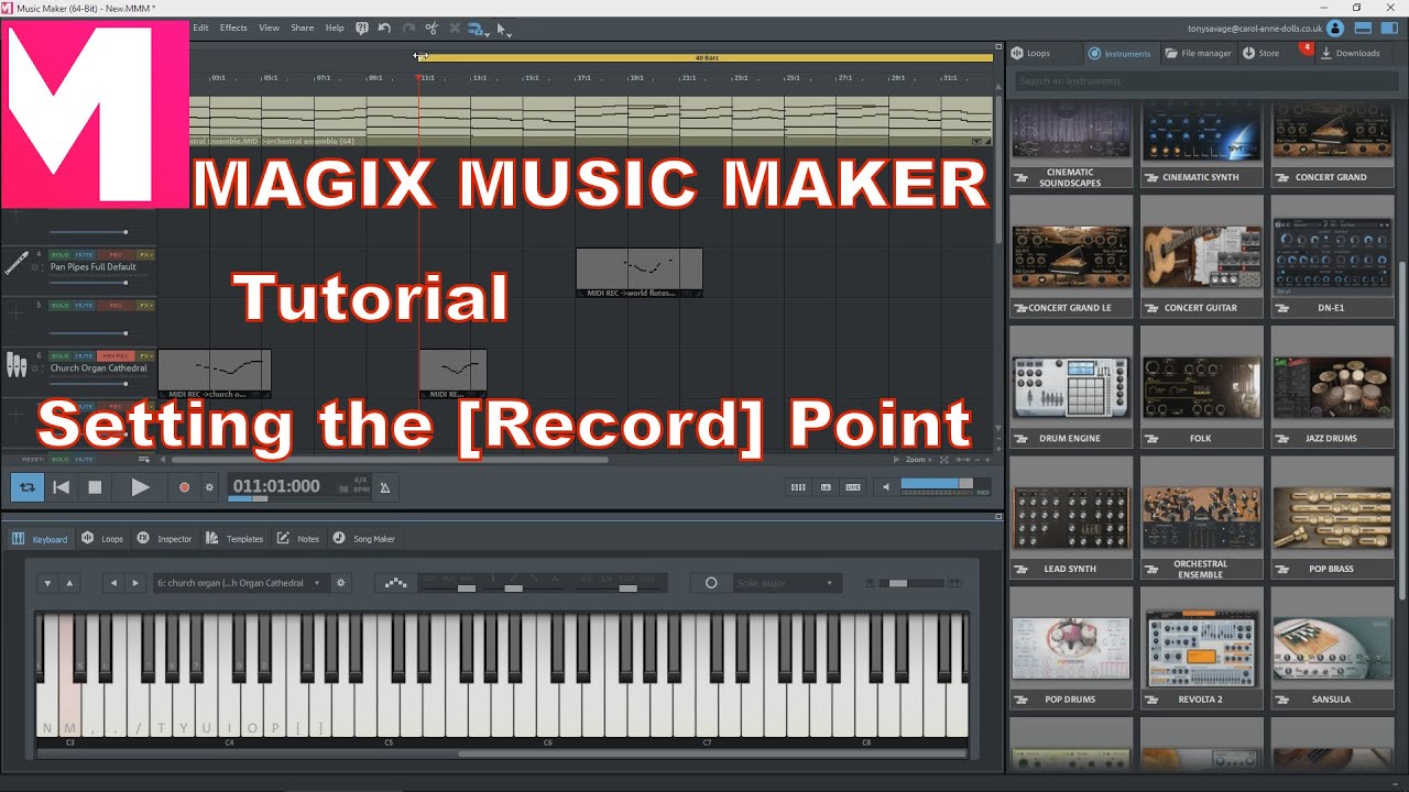 Magix Music Maker Tutorial - Setting Your Record Point