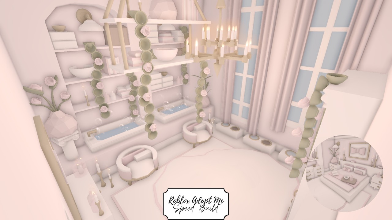 5k low-budget pink elegant coquette grinding room /w bedroom speed build 🎀 roblox adopt me!