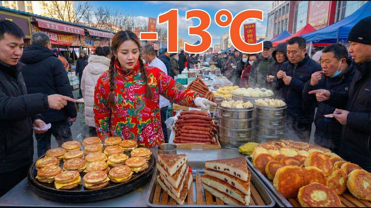 &ndash;13&deg;C, но уличная еда ОГНЕННО ГОРЯЧАЯ: Самый безумный зимний рынок Китая в Чанччуне