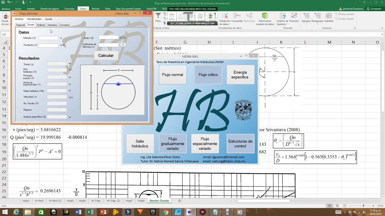Tirante Normal, Sección Circular