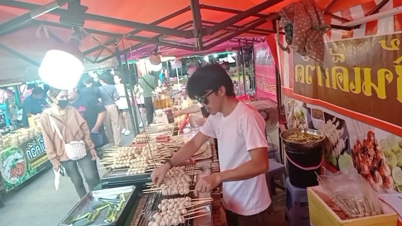 #ขายลูกชิ้นปิ้ง#ตลาดนัด#ขายดี#โอนเงิน 2 รอบ ep 1