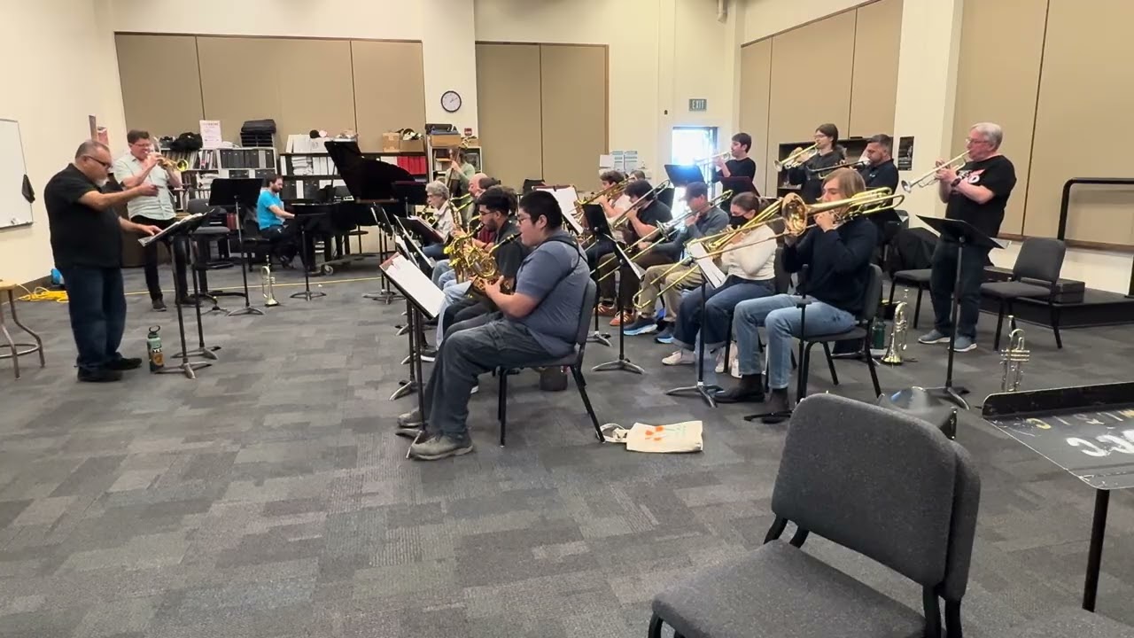 Lunch break big band rehearsal with Wayne Bergeron