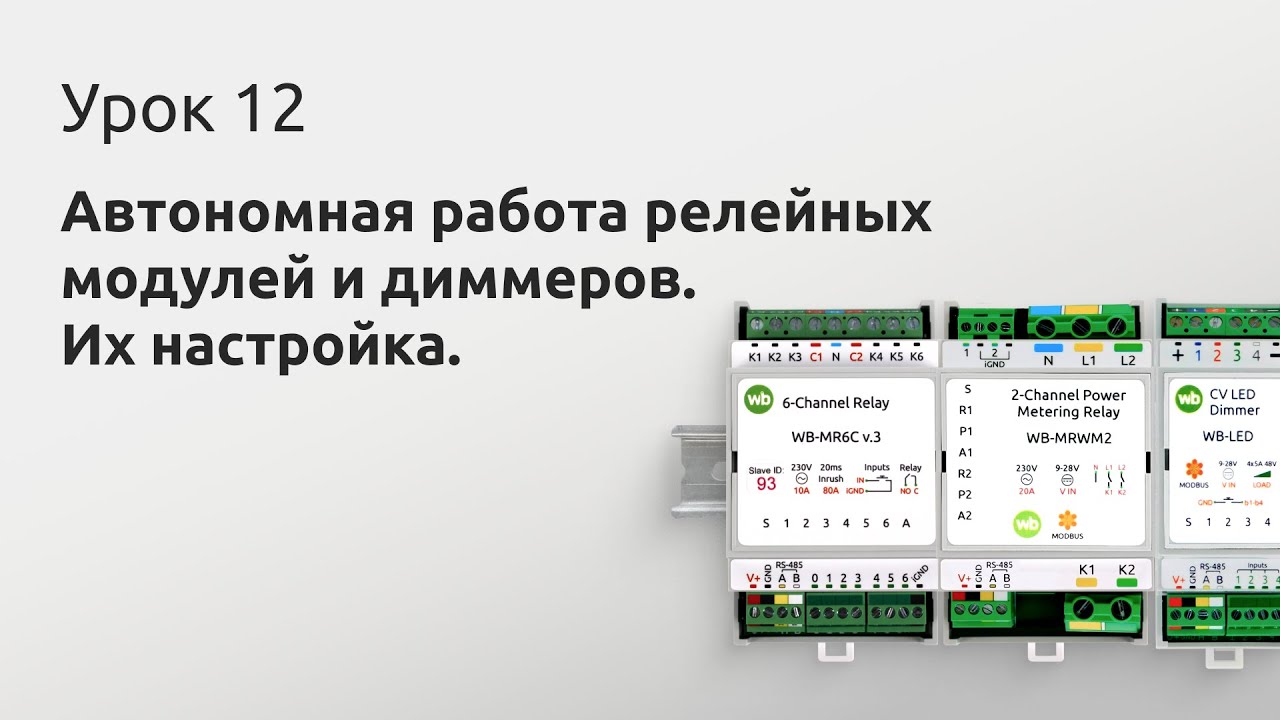 12. Автономная работа релейных модулей и диммеров. Их настройка
