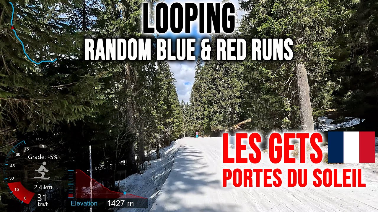 [4K] Skiing Les Gets, Looping Resort - Random Blue & Red Runs, Portes du Soleil France, GoPro HERO13