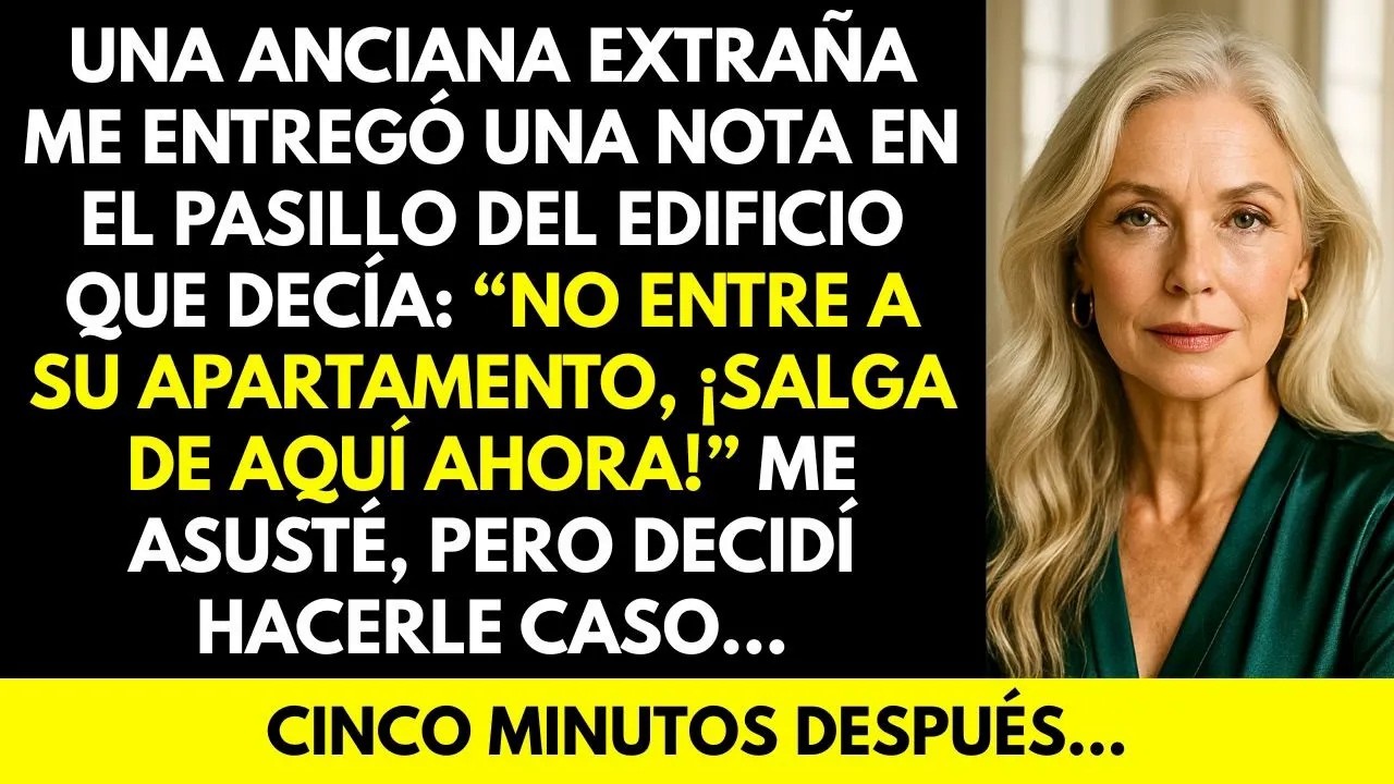 “¡No entres a tu apartamento, sal de aquí ahora!” dijo una anciana. Corrí. Cinco minutos después...