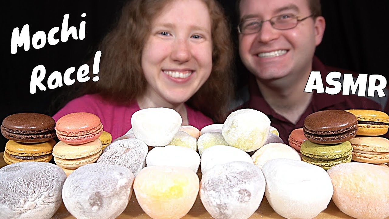 ASMR MOCHI ICE CREAM & MACARONS RACE MUKBANG (Mega Collab!) EATING SOUNDS