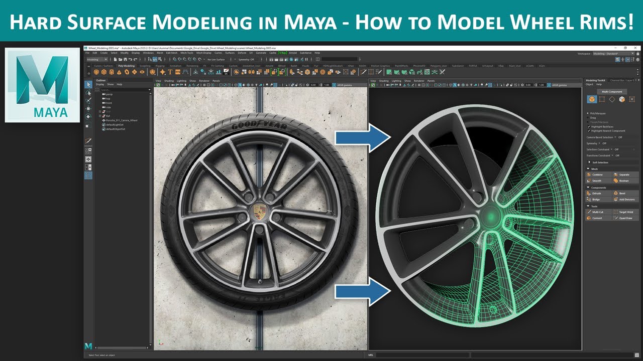 Maya Hard Surface Modeling - How to Model a Wheel
