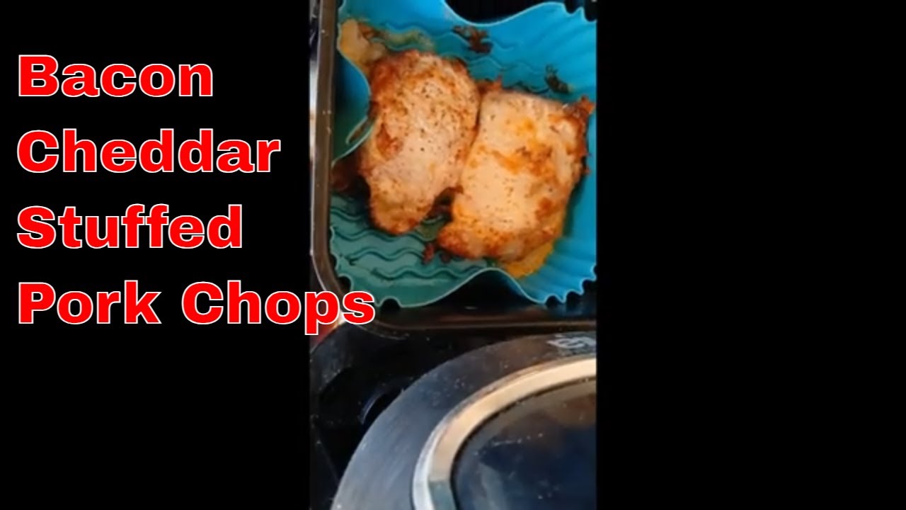 Air Fryer Bacon Cheddar Stuffed Pork Chop  Juicy, Crispy & DONE in 19 Minutes!