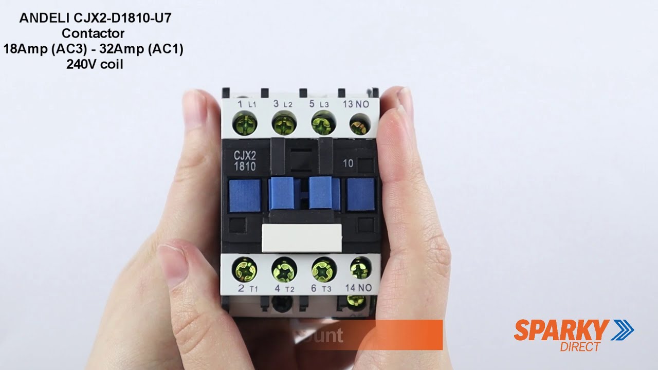 ANDELI CJX2-D1810-U7 Contactor | 18Amp (AC3) - 32Amp (AC1) | 240V coil