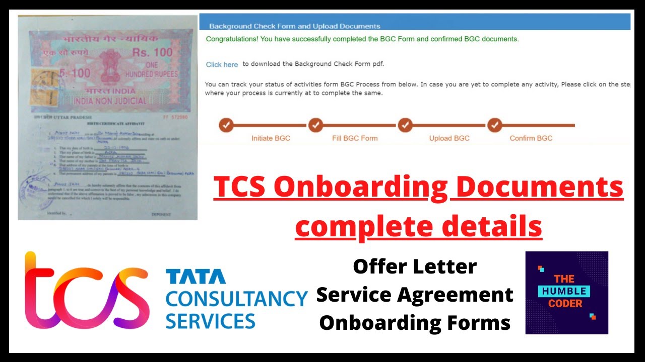 TCS Onboarding Documents-2 | Service agreement| Non Criminal Affidavit | Everything in detail steps