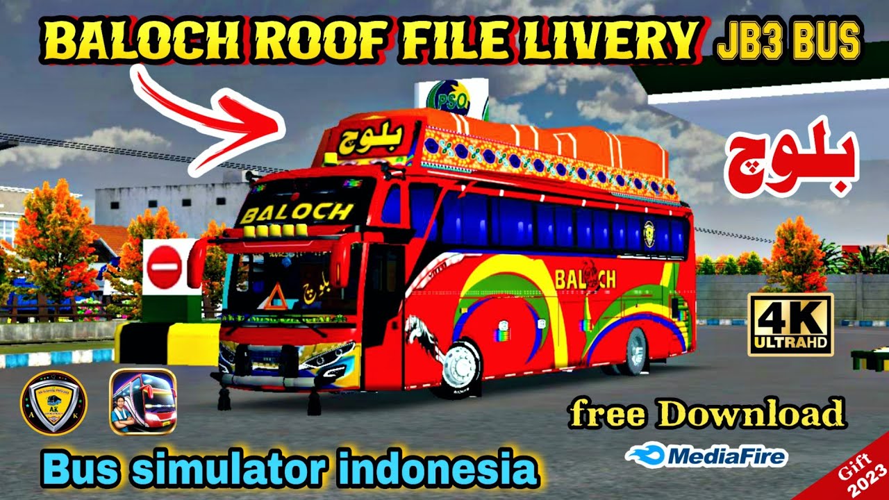 Baloch Jb3 Bus Roof file Livery for bus simulator indonesia / Baloch bus livery