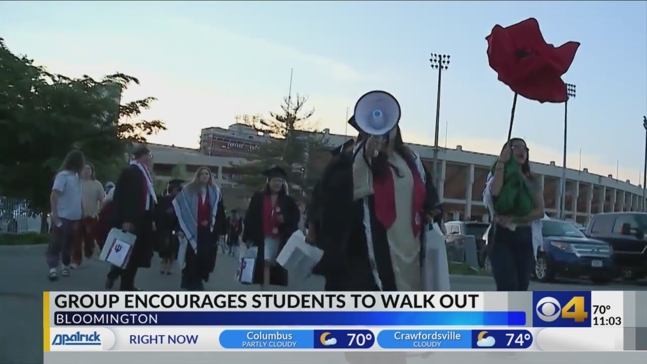 Graduating pro-Palestinian protesters walk out of IU Bloomington commencement