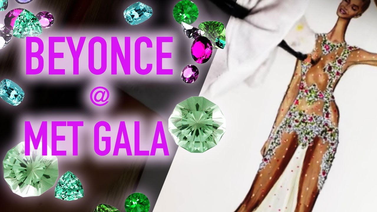 DRAWING SHEER DRESS WITH GEMS. Beyoncè@MetGala| Fashion Drawing