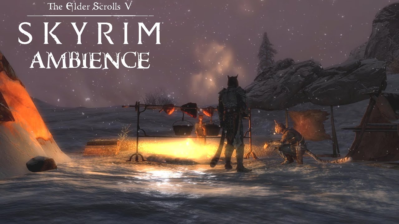 Skyrim Ambience  |  Camping with Khajiit in the snow