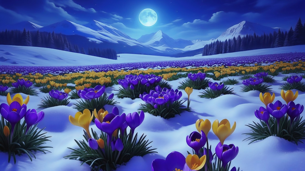 🌙 Crocus Field at Midnight — 2 Hours Deep Sleep Music & Spring Night Ambience
