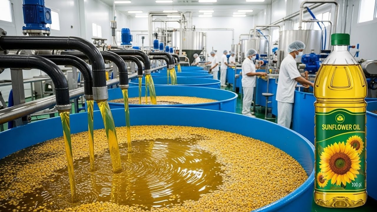 Inside a Sunflower Oil Factory: How It Is Mass-Produced (Full Process)