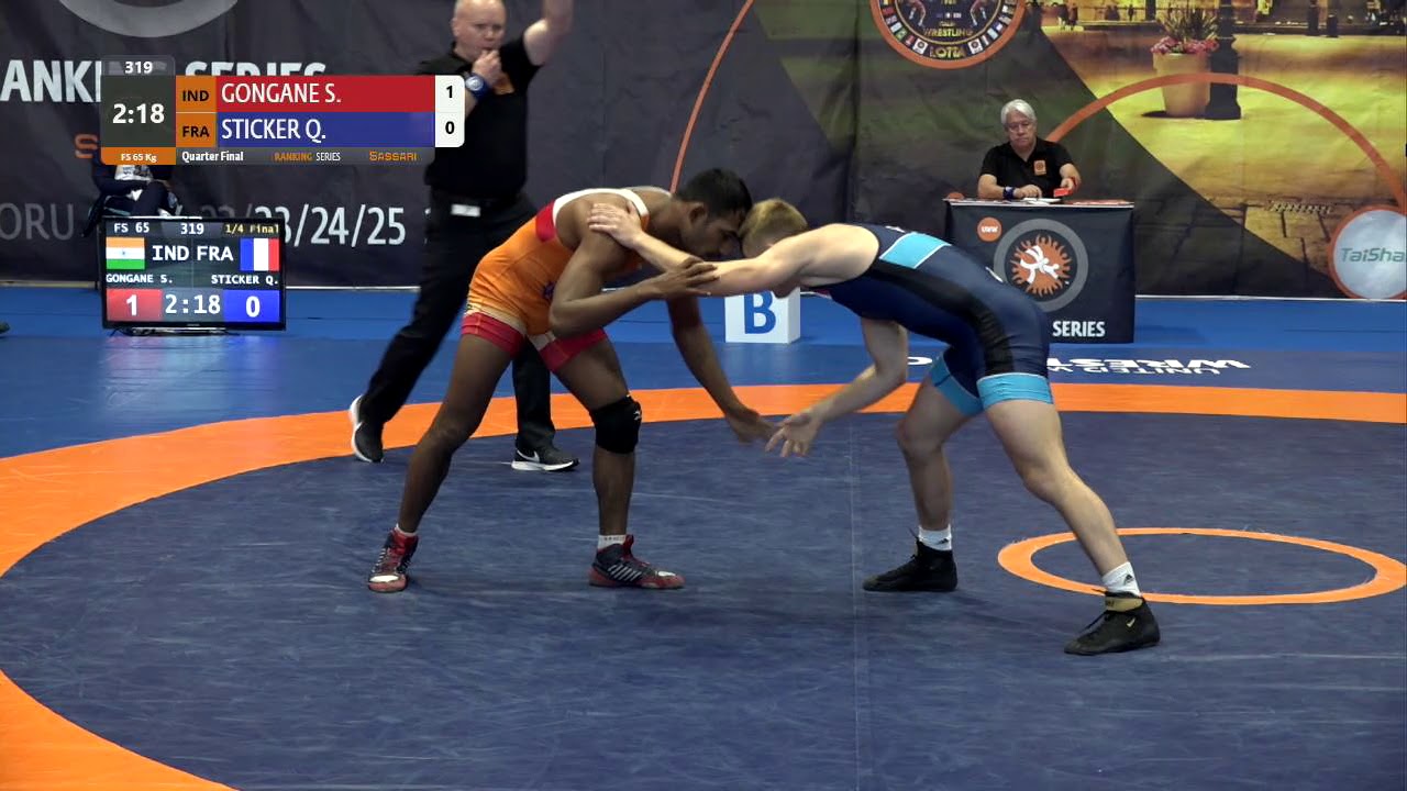 1/4 FS - 65 kg: S. GONGANE (IND) v. Q. STICKER (FRA)