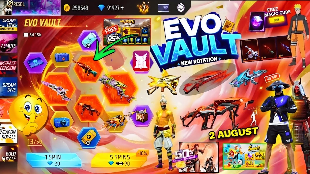 Next Evo Vault Event Free Fire🔥🤯2026 *100% CONFIRM*| 2 August Month Evo Vault Event Evo M1014 Skin