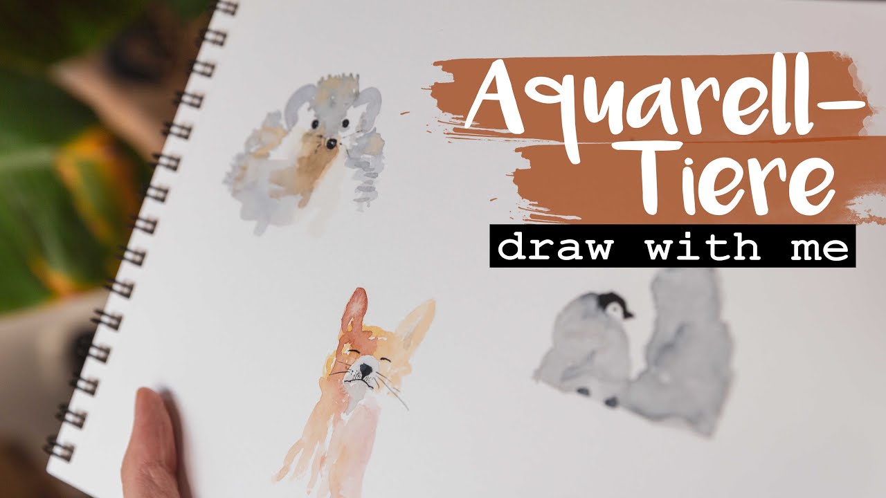 Simple Aquarelltiere malen - Farbfleckentiere, draw with me