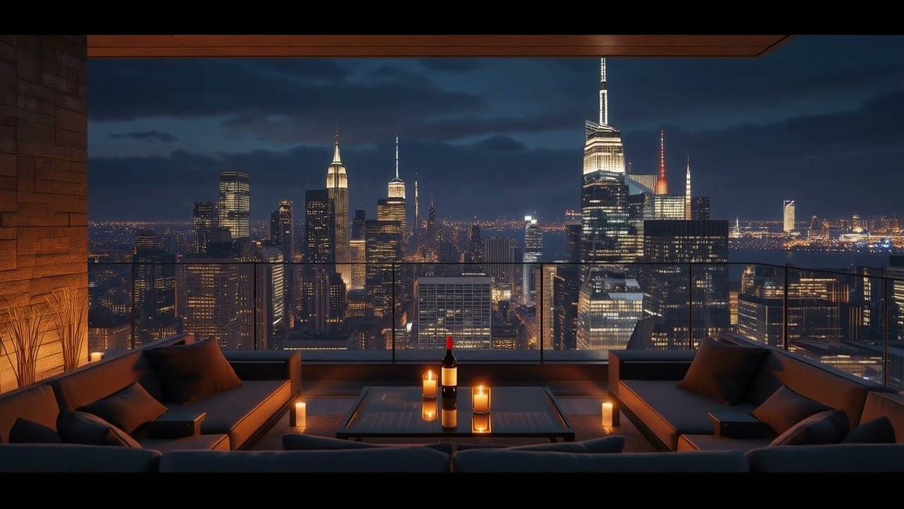 Luxury Night Jazz Lounge 4K 🌙 Smooth Piano & Sax | Relaxing City Night Ambience