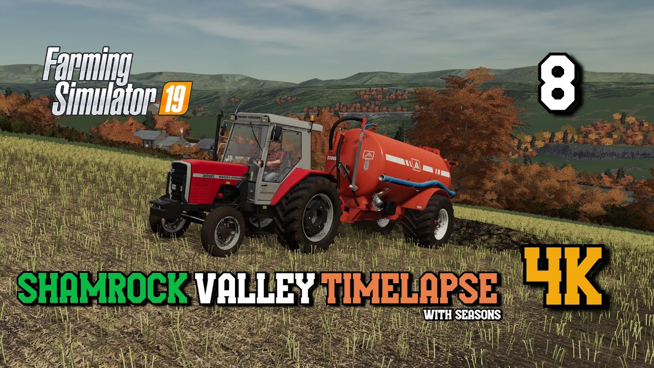 Shamrock Valley EP8 Harvesting, Baling & Slurry  FS19 4K Timelapse