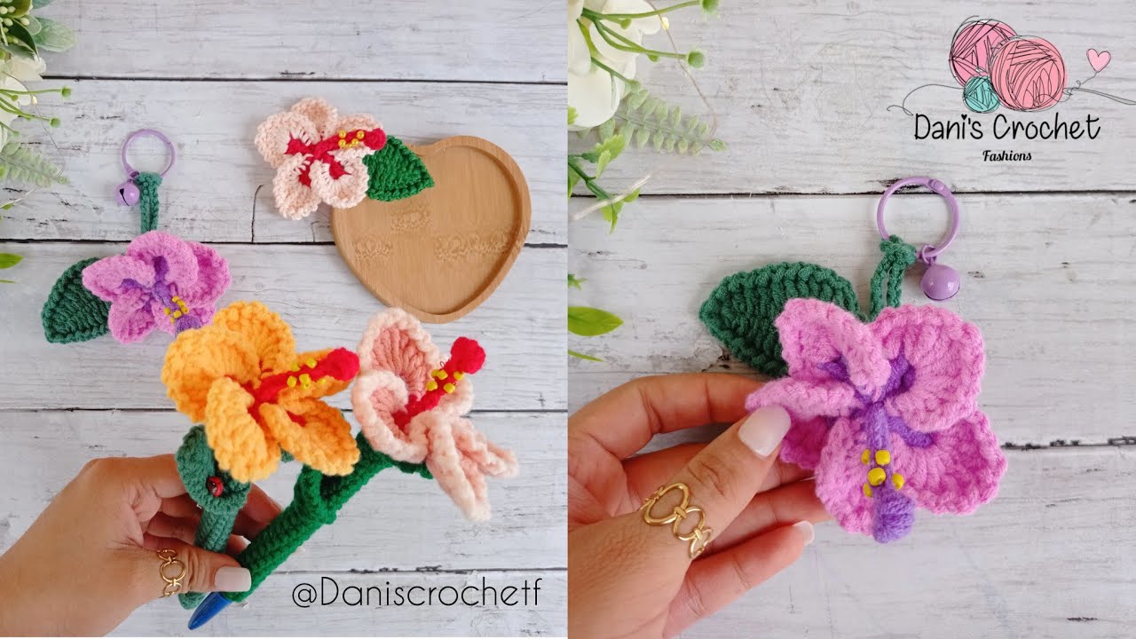 Fácil FLOR a CROCHET| BOLÍGRAFO decorado| llaveros| accesorios 