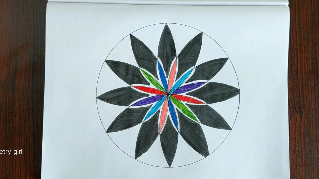 How to draw simple flower using compass | Art | Geometric design 