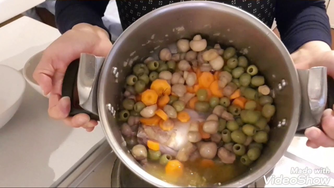 Lapin au olives carottes et champignons délicieux à réaliser