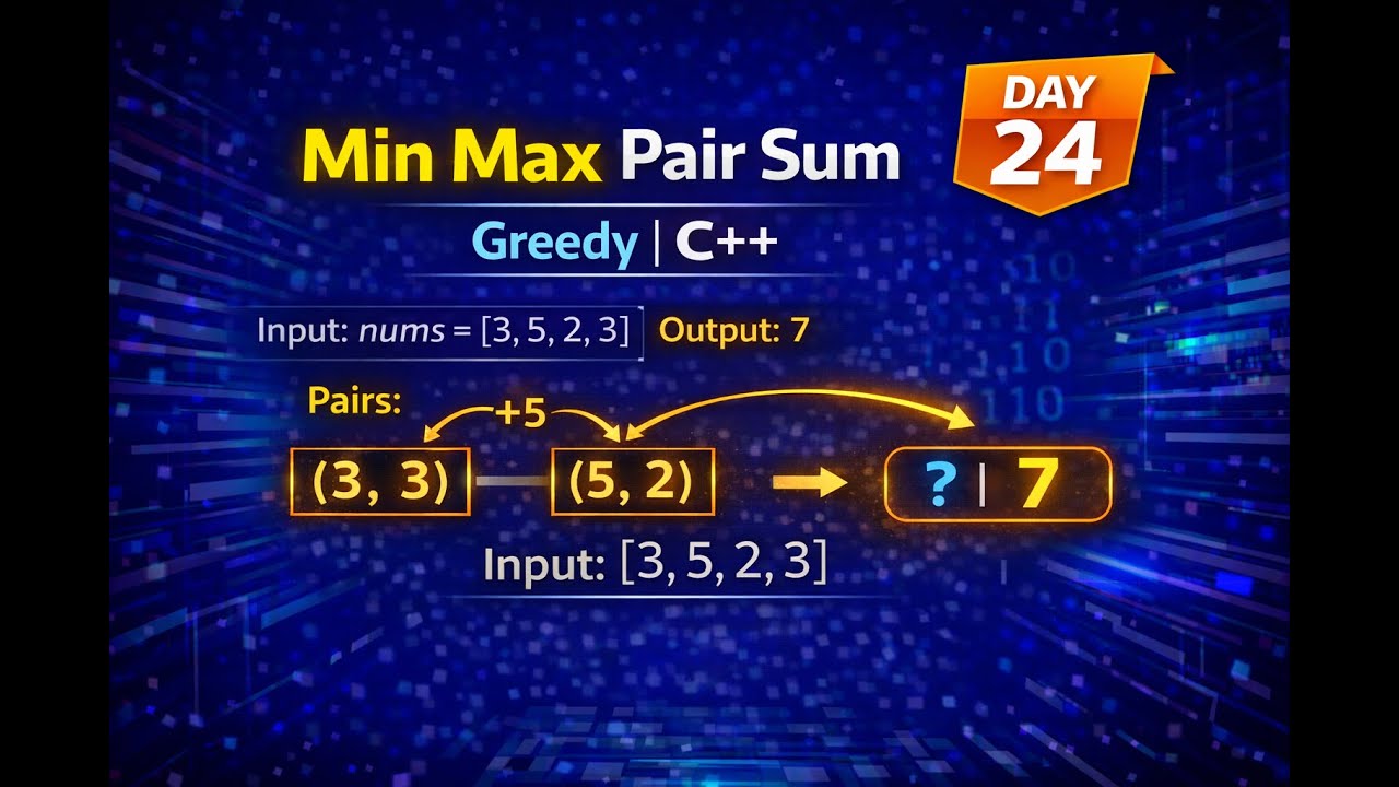LeetCode Daily Day 24 | Minimize Maximum Pair Sum in Array | Greedy Sorting (C++)