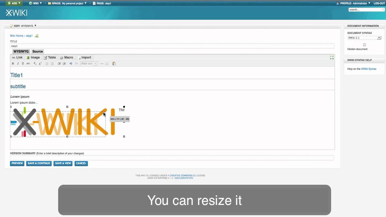 XWiki - Page and content creation