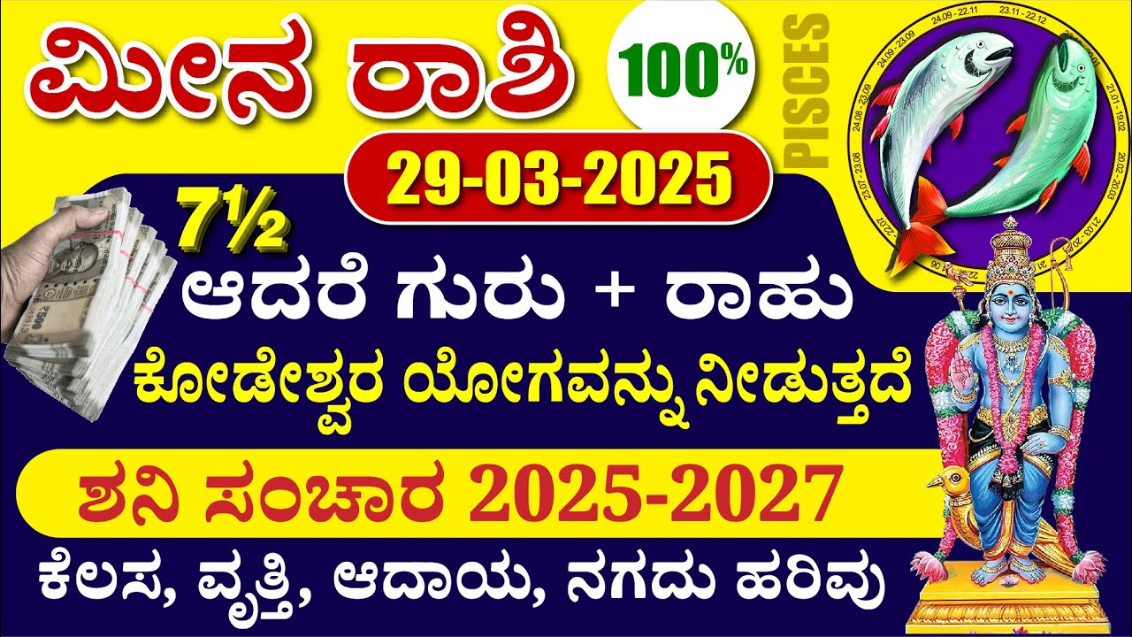 Meena rashi Shani Gochar 2025-2027, ಶನಿ ಸಂಚಾರ ಮೀನ ರಾಶಿಯಲ್ಲಿ 2025-27 | Saturn Transit 2025 in Pisces