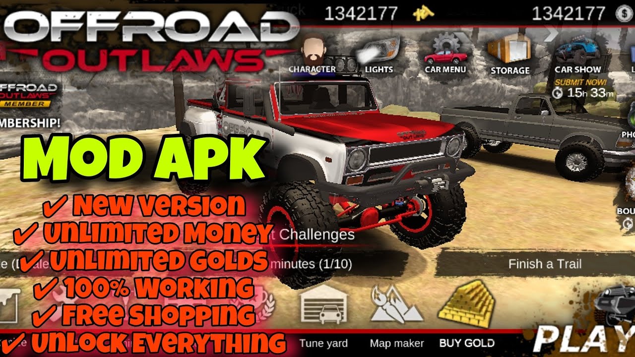 Offroad Outlaws mod apk - unlimited Money & Unlimited Gold & All Vehicles unlocked
